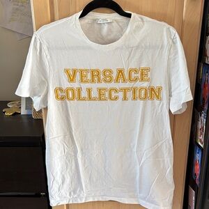 Versace Men’s/Ladies White Tee Gold shirt-L